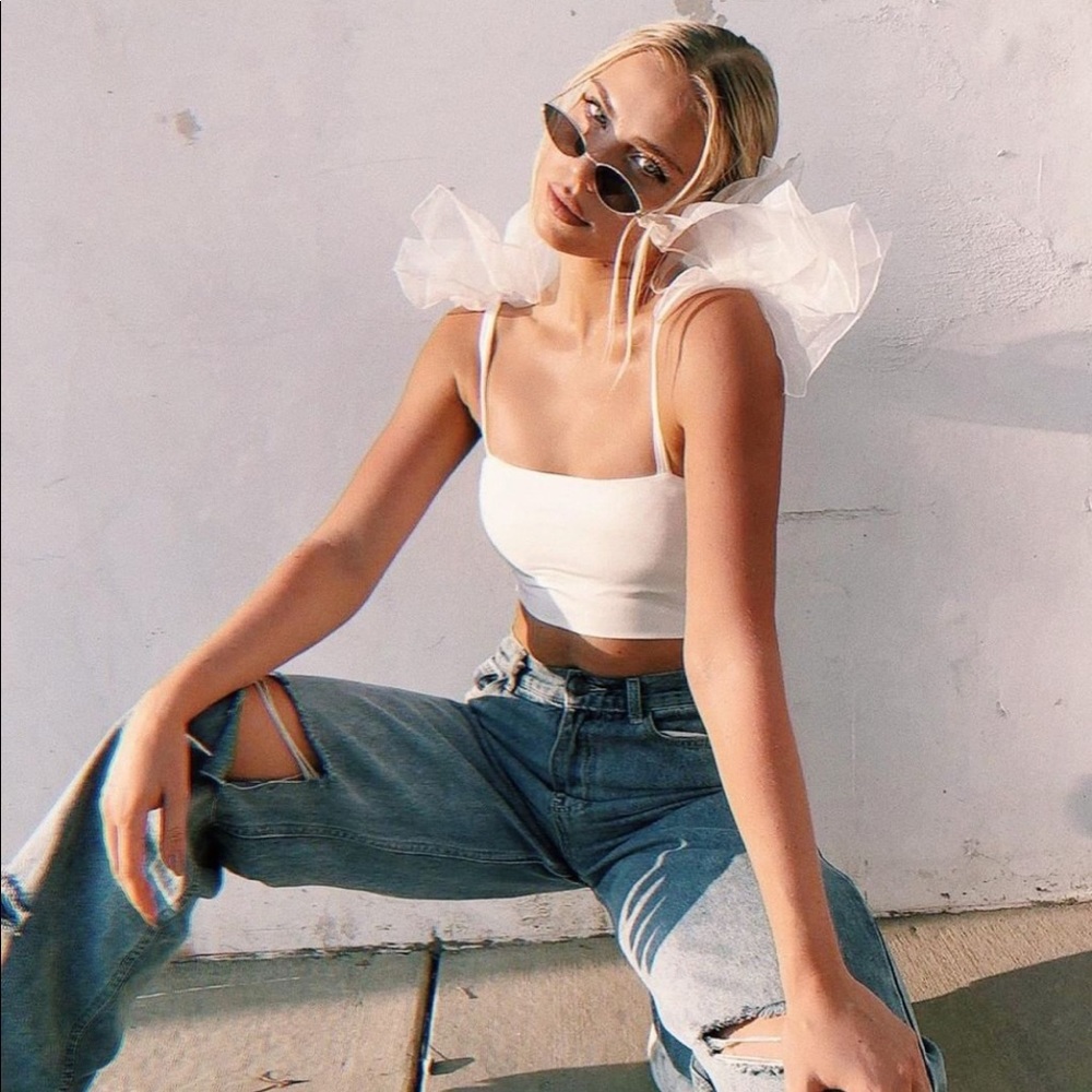 Verge Girl White Final Touch Organza Top SZ 6